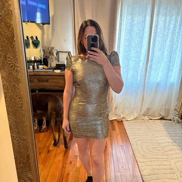 Gold Mini Backless Dress Size 4 - Picture 1 of 6